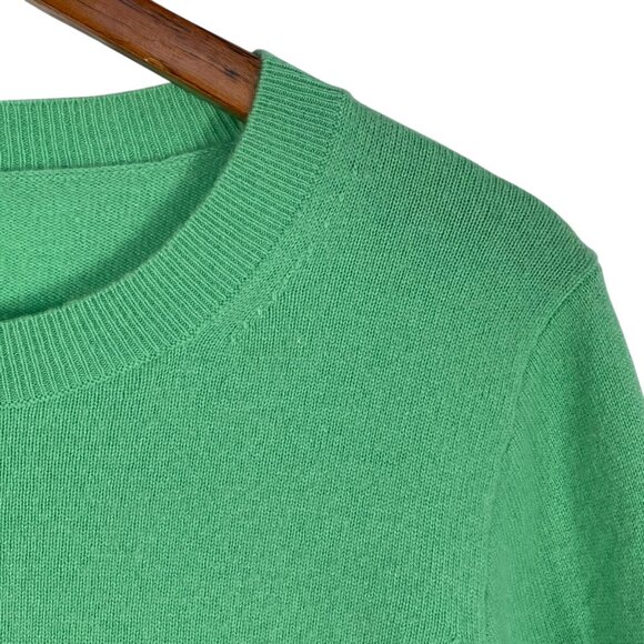 J.Crew 100% Cashmere Crewneck Sweater Green Size L Classic Luxe Knit - Picture 6 of 12
